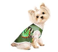 S Pet Breathable Sleeveless T-Shirt â€“ Soft Green leaf colorful butterfly Print Stretchy Vest for Dogs & Cats, Lightweight Tank Top