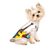 S Pet Breathable Sleeveless T-Shirt - Colorful Guitars Print Stretchy Vest, Lightweight Tank Top for Small to Medium Pets