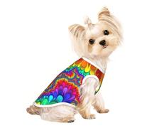 S Pet Breathable Sleeveless T-Shirt for Cats & Dogs – Lightweight Rainbow Tie Dye-Red Print Tank Top with Stretchy
