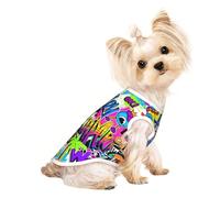 S Pet Breathable Sleeveless T-Shirt for Cats & Dogs - Lightweight Colorful Spray Pattern Print Tank Top with Stretchy