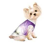 S Pet Breathable Sleeveless T-Shirt for Cats & Dogs - Lightweight lotus flower Purple Print Tank Top with Stretchy