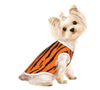 S Pet Breathable Sleeveless T-Shirt for Cats & Dogs - Lightweight Orange tiger leopard Print Tank Top with Stretchy