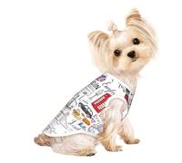 S Pet Breathable Sleeveless T-Shirt - I Love London Print Stretchy Vest, Lightweight Tank Top for Small to Medium Pets