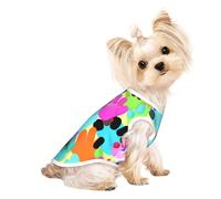 S Pet Breathable Sleeveless T-Shirt - many colorful dog paw Print Stretchy Vest, Lightweight Tank Top for Small to Medium Pets