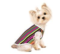 S Pet Breathable Sleeveless T-Shirt - Rainbow Colored Striped Print Stretchy Vest, Lightweight Tank Top for Small to Medium Pets