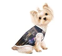 S Pet Breathable Sleeveless T-Shirt - Soft Aerial Night of View Hong Kong Print Stretchy Vest for Small Medium Dogs & Cats