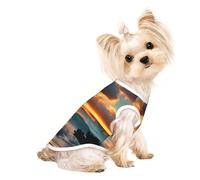 S Pet Breathable Sleeveless T-Shirt - Soft Beach Maui Hawaii Sunset Sea Waves Clouds Print Stretchy Vest for Dogs & Cats, Lightweight Tank Top