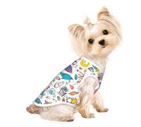 S Pet Breathable Sleeveless T-Shirt - Soft colorful Hand Drawn Feathers On White Print Stretchy Vest for Small Medium Dogs & Cats