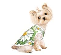 S Pet Breathable Sleeveless T-Shirt - Soft Daisy Print Stretchy Vest for Small Medium Dogs & Cats