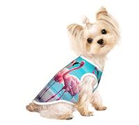 S Pet Breathable Sleeveless T-Shirt - Soft Flamingo Beach Print Stretchy Vest for Small Medium Dogs & Cats