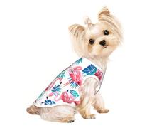 S Pet Breathable Sleeveless T-Shirt - Soft Flamingo bird Green Plant Leaf Print Stretchy Vest for Dogs & Cats, Lightweight Tank Top