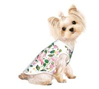 S Pet Breathable Sleeveless T-Shirt - Soft Flamingo Bird Round Leaves Print Stretchy Vest for Dogs & Cats, Lightweight Tank Top