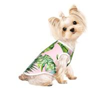 S Pet Breathable Sleeveless T-Shirt - Soft Fresh banana leaves Print Stretchy Vest for Dogs & Cats, Lightweight Tank Top