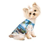 S Pet Breathable Sleeveless T-Shirt - Soft hawaii beach Print Stretchy Vest for Small Medium Dogs & Cats