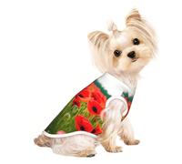 S Pet Breathable Sleeveless T-Shirt - Soft Poppy Flowers Vivid Petals Print Stretchy Vest for Small Medium Dogs & Cats
