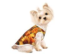 S Pet Breathable Sleeveless T-Shirt - Soft Spring Sunflowers Retro Flowers Print Stretchy Vest for Small Medium Dogs & Cats