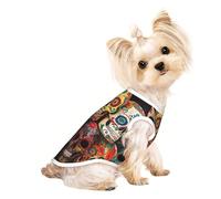 S Pet Breathable Sleeveless T-Shirt - Soft sugar skulls Print Stretchy Vest for Small Medium Dogs & Cats