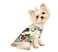 S Pet Breathable Sleeveless T-Shirt - Soft Teal Birds Musical Note Print Stretchy Vest for Dogs & Cats, Lightweight Tank Top