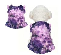 S Pet Dog Breathable Blooming Purple Flowers Print Sleeveless T-Shirt | Small Medium Cats Puppy Chihuahua Yorkie Dachshund French Bulldog - Lightweight Tank Top Dog Shirt Soft Stretchy Vest