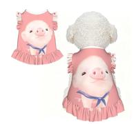 S Pet Dog Breathable Cute pink pig Print Sleeveless T-Shirt