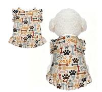 S Pet Dog Breathable Dog Bones Paw Prints Print Sleeveless T-Shirt