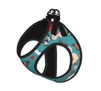 S Pet Leash Vest Dog Harness â€“ Small Sized Hen Flying Butterflies Among Flowers Print Leash Set with Buckle, Canine Companion Outdoor dog walking