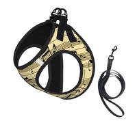 S Pet Leash Vest Dog Harness â€“ Small Sized Musical Notes Print Leash Set with Buckle, Canine Companion Outdoor dog walking