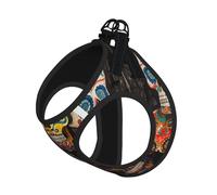 S Pet Leash Vest Dog Harness â€“ Small Sized sugar skulls Print Leash Set with Buckle, Canine Companion Outdoor dog walking
