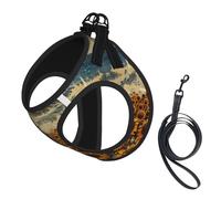 S Pet Leash Vest Dog Harness – Small Sized sunflowers sea Print Leash Set with Buckle, Canine Companion Outdoor dog walking