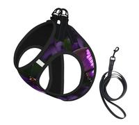 S Pet Leash Vest & Dog Harness - Small Sized Beautiful purple butterfly Print Leash Set with Buckle, Canine Companion Outdoor Travel