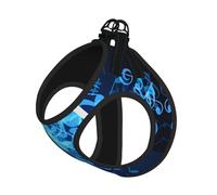 S Pet Leash Vest Dog Harness - Small Sized, Blue Musical Notes Print Adjustable for Outdoor Travel and Walking