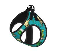 S Pet Leash Vest & Dog Harness - Small Sized Cute Cactus and Skull of Bull Print Leash Set with Buckle, Canine Companion Outdoor Travel