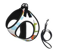 S Pet Leash Vest & Dog Harness - Small Sized Diversified transportation Print Leash Set with Buckle, Canine Companion Outdoor Travel