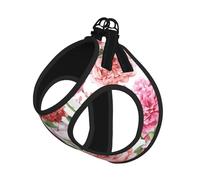 S Pet Leash Vest & Dog Harness - Small Sized Garden Peony Print Leash Set with Buckle, Canine Companion Outdoor Travel