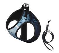 S Pet Leash Vest Dog Harness - Small Sized, Gothic Happy Halloween Print Adjustable for Outdoor Travel and Walking