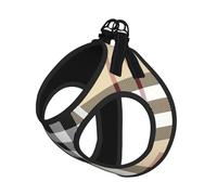 S Pet Leash Vest & Dog Harness - Small Sized Gray plaid lines Print Leash Set with Buckle, Canine Companion Outdoor Travel