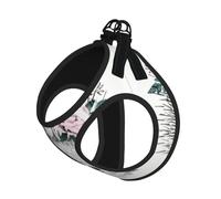 S Pet Leash Vest & Dog Harness - Small Sized Hedgehog in Floral Wreath Print Leash Set, Reflective, Adjustable for Cats & Dogs