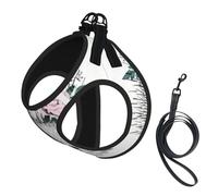 S Pet Leash Vest & Dog Harness - Small Sized Hedgehog in Floral Wreath Print Leash Set, Reflective, Adjustable for Cats & Dogs