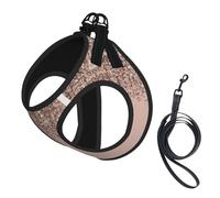 S Pet Leash Vest Dog Harness - Small Sized Leash Set, Blush Pink Rose Gold Print Puppy Breathable Mesh for Canine Companions
