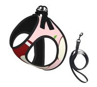 S Pet Leash Vest Dog Harness - Small Sized Leash Set, Cartoon Red Fruit Print Puppy Breathable Mesh for Canine Companions