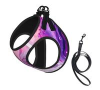 S Pet Leash Vest Dog Harness - Small Sized, Marble Purple Colorful Print Adjustable for Outdoor Travel and Walking