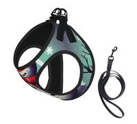 S Pet Leash Vest & Dog Harness - Small Sized Merry Christmas Day Snowman Print Leash Set with Buckle, Canine Companion Outdoor Travel