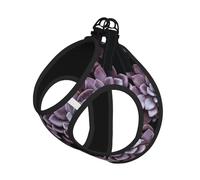 S Pet Leash Vest & Dog Harness - Small Sized Purple Plants Print Leash Set, Reflective, Adjustable for Cats & Dogs