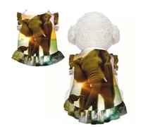 S Pet Sleeveless Africa Elephant Print T-Shirt Skirt Clothes