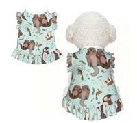 S Pet Sleeveless Cartoon Cute Otter Print T-Shirt Skirt Clothes