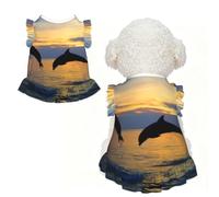 S Pet Sleeveless Funny Animal Dolphin Print T-Shirt Skirt Clothes