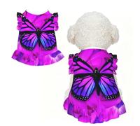 S Pet Sleeveless Purple butterfly and flower Print T-Shirt Skirt Clothes | Small Medium Cats Puppy Chihuahua Yorkie Dachshund French Bulldog - Lightweight Tank Top Dog Shirt Soft Stretchy Vest