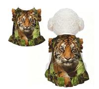 S Pet Sleeveless Tiger in The Jungle Print T-Shirt Skirt Clothes | Small Medium Cats Puppy Chihuahua Yorkie Dachshund French Bulldog - Lightweight Tank Top Dog Shirt Soft Stretchy Vest