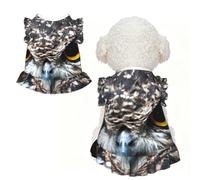 S Pet Sleeveless Yellow eyed owl Print T-Shirt Skirt Clothes