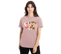 (S, Pink) Disney Womens/Ladies Luv You Lots! Mickey & Minnie Mouse Vintage Valentine's Day T-Shirt